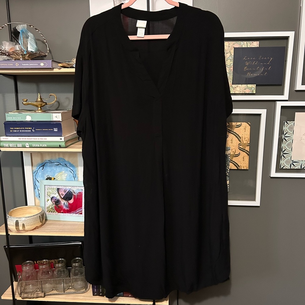 H&M Black V-Neck T-shirt Dress